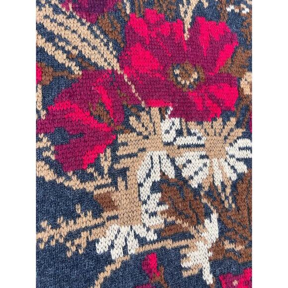 Vtg 80s 90s Oversized Embroidered Floral Sweater Fairy Cottagecore Granny Size M - Picture 3 of 9